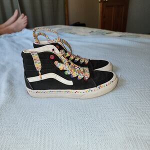 VANS EUC GIRLS UNISEX  SIZE 2 SK8 HI TOP RAINBOW CHECKERBOARD SNEAKERS SHOES